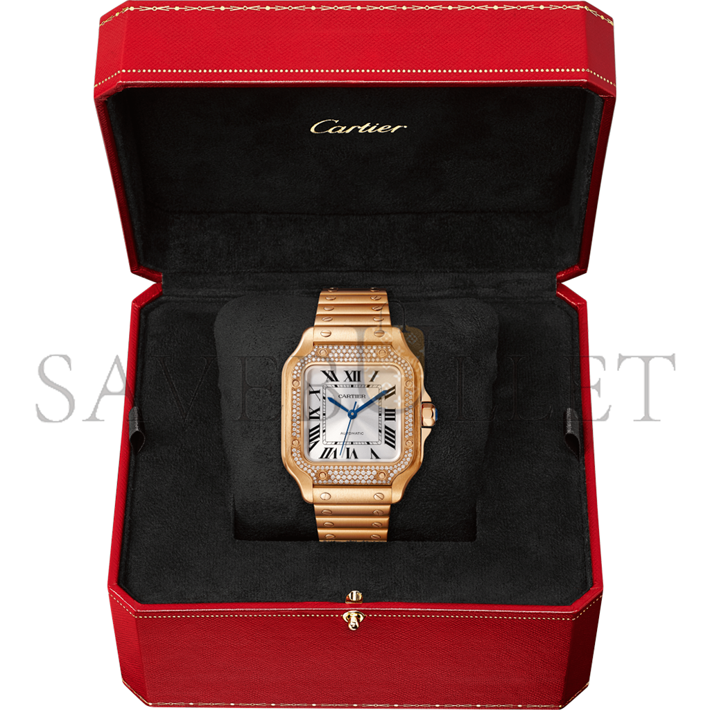 Ca*t*er santos de medium model 18k rose gold automatic winding watch wjsa0009